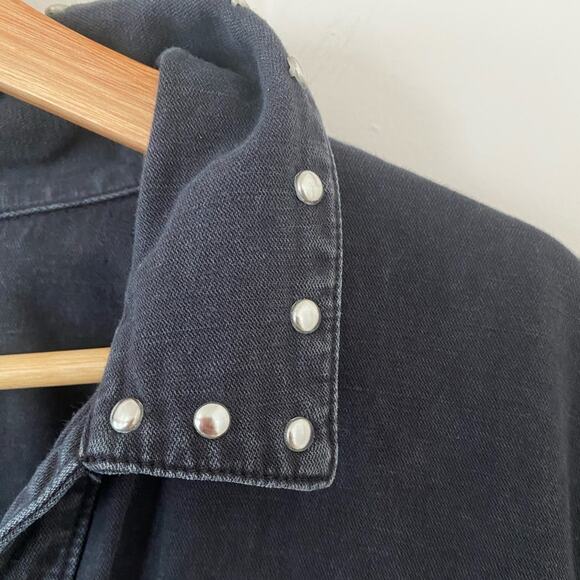 Current/Elliott Debbie Studded Western Gray Denim Shirt Dress Size XL Preloved - Picture 5 of 7